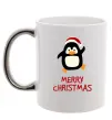 Чашка с цветной ручкой Merry Christmas Пінгвін Серебро Чашка с цветной ручкой Merry Christmas Пінгвін Серебро фото