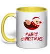 Чашка с цветной ручкой Merry Christmas Пташка Солнечно желтый Чашка с цветной ручкой Merry Christmas Пташка Солнечно желтый фото