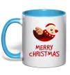 Чашка с цветной ручкой Merry Christmas Пташка Голубой Чашка с цветной ручкой Merry Christmas Пташка Голубой фото