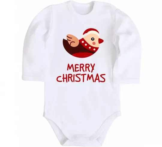 Детский боди Merry Christmas Пташка Белый фото
