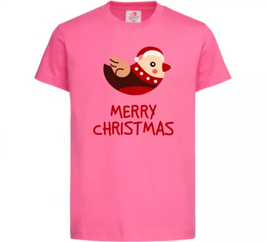 Детская футболка Merry Christmas Пташка Ярко-розовый фото