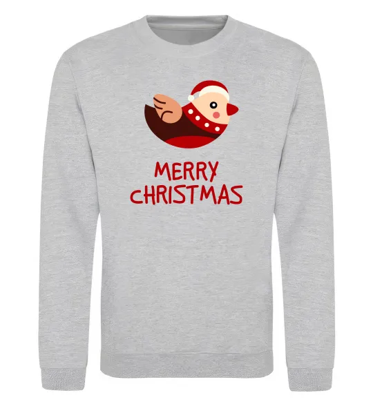Свитшот Merry Christmas Пташка Серый меланж фото