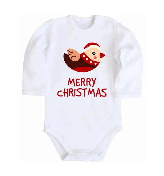 Дитячий бодік Merry Christmas Пташка Білий фото