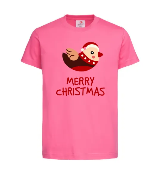 Детская футболка Merry Christmas Пташка Ярко-розовый фото