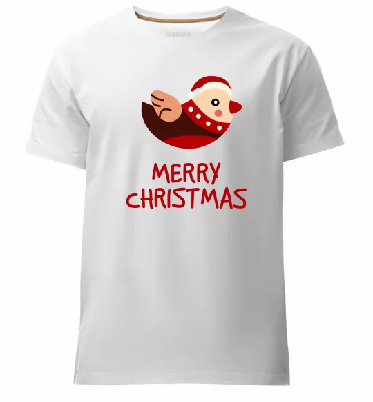 Мужская премиум футболка Merry Christmas Пташка Белый фото