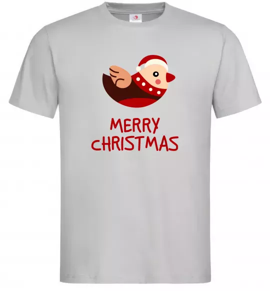 Мужская футболка Merry Christmas Пташка Серый фото