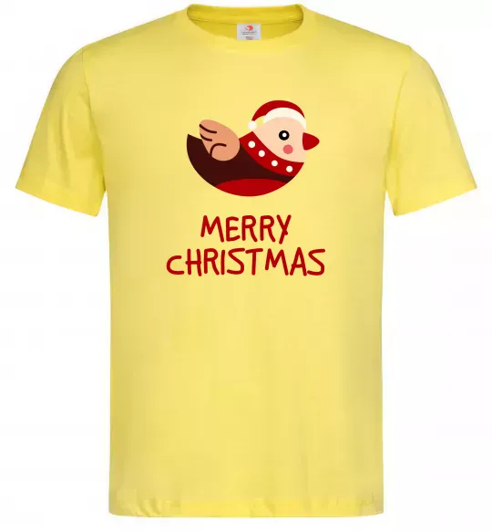 Мужская футболка Merry Christmas Пташка Лимонный фото