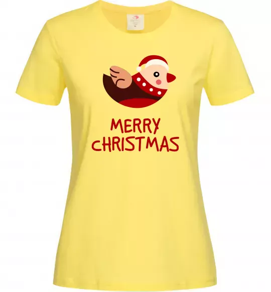 Жіноча футболка Merry Christmas Пташка Лимонний фото