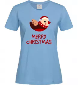 Женская футболка Merry Christmas Пташка Голубой фото