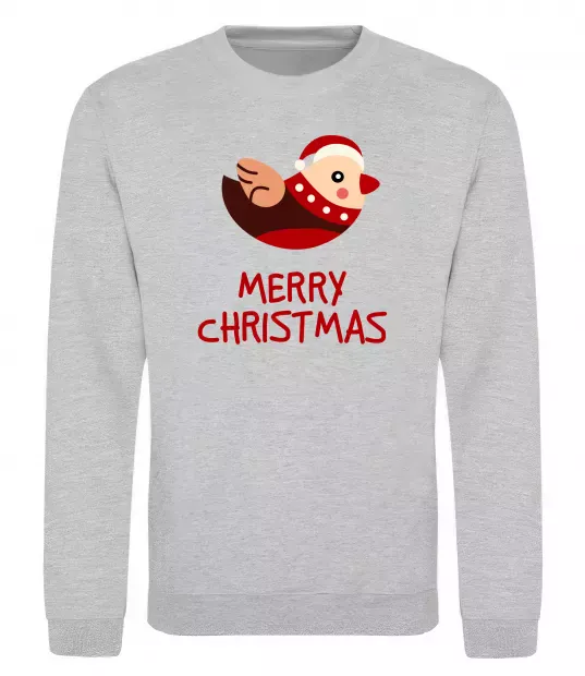 Свитшот Merry Christmas Пташка Серый меланж фото