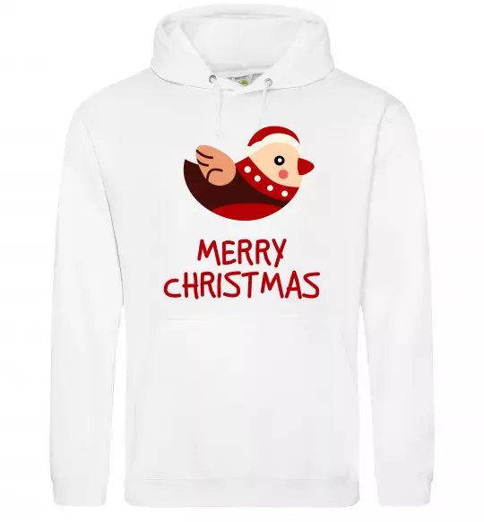 Мужская толстовка (худи) Merry Christmas Пташка Белый фото