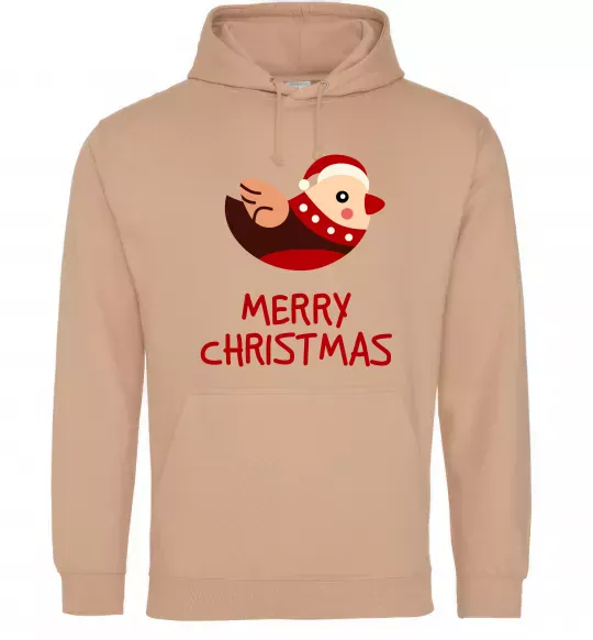 Мужская толстовка (худи) Merry Christmas Пташка Песочный фото