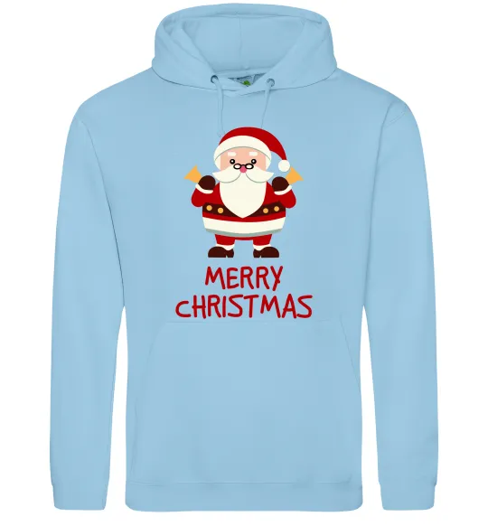 Мужская толстовка (худи) Merry Christmas Санта Голубой фото