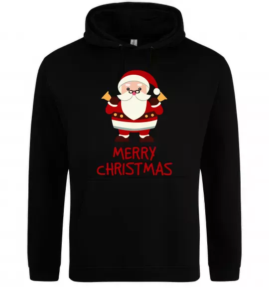 Жіноча толстовка (худі) Merry Christmas Санта Чорний фото