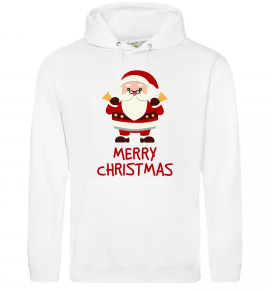 Жіноча толстовка (худі) Merry Christmas Санта Білий фото
