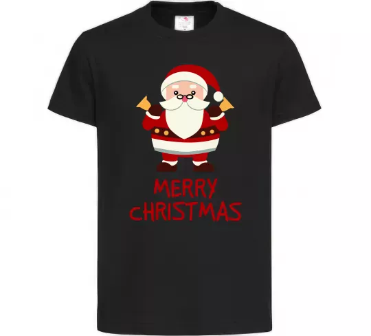 Детская футболка Merry Christmas Санта Черный фото