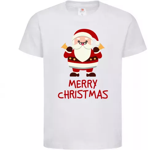 Детская футболка Merry Christmas Санта Белый фото