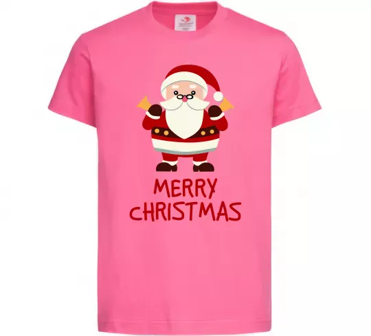 Детская футболка Merry Christmas Санта Ярко-розовый фото