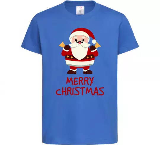 Детская футболка Merry Christmas Санта Ярко-синий фото