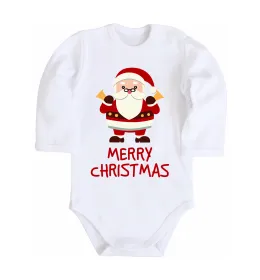 Детский боди Merry Christmas Санта Белый фото