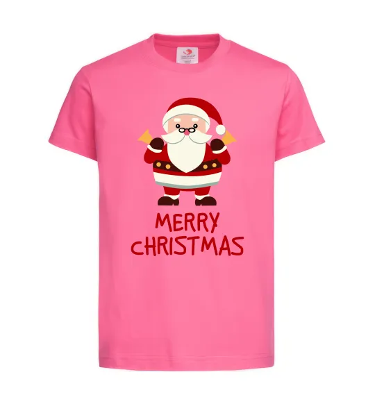 Детская футболка Merry Christmas Санта Ярко-розовый фото
