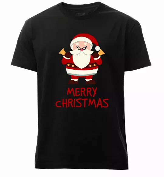 Мужская премиум футболка Merry Christmas Санта Черный фото