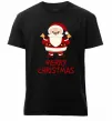 Мужская премиум футболка Merry Christmas Санта Черный фото