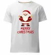 Мужская премиум футболка Merry Christmas Санта Белый фото