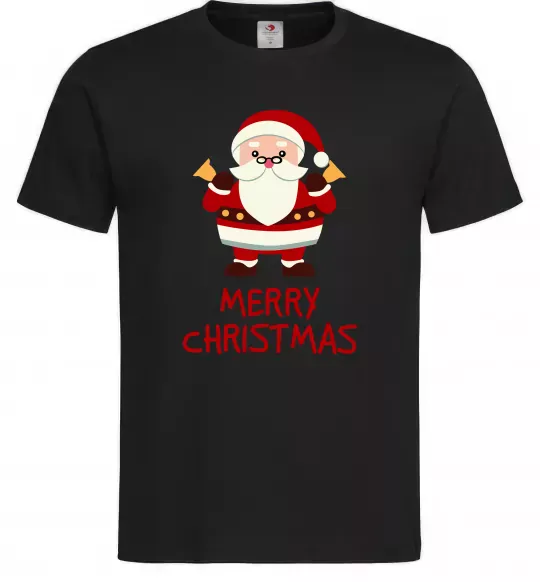 Чоловіча футболка Merry Christmas Санта Чорний фото