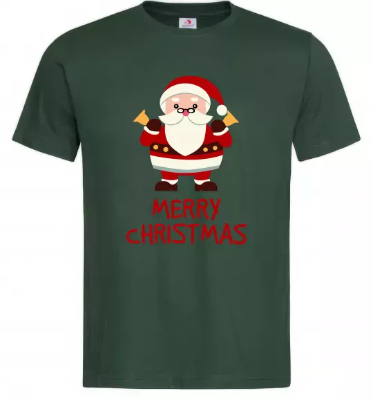 Чоловіча футболка Merry Christmas Санта Темно-зелений фото