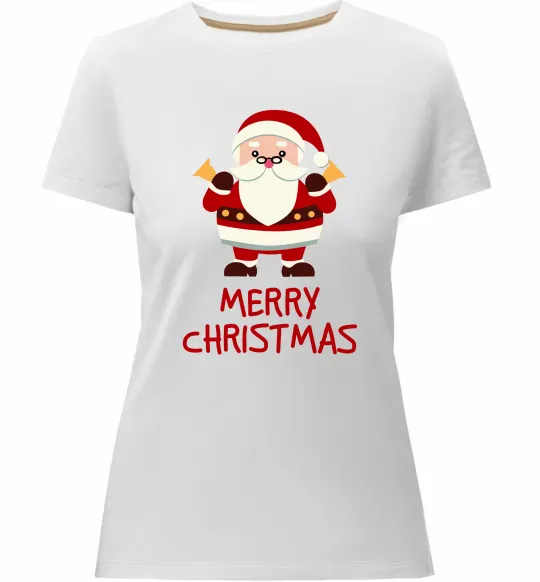Женская премиум футболка Merry Christmas Санта Белый фото
