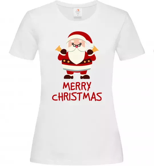 Жіноча футболка Merry Christmas Санта Білий фото