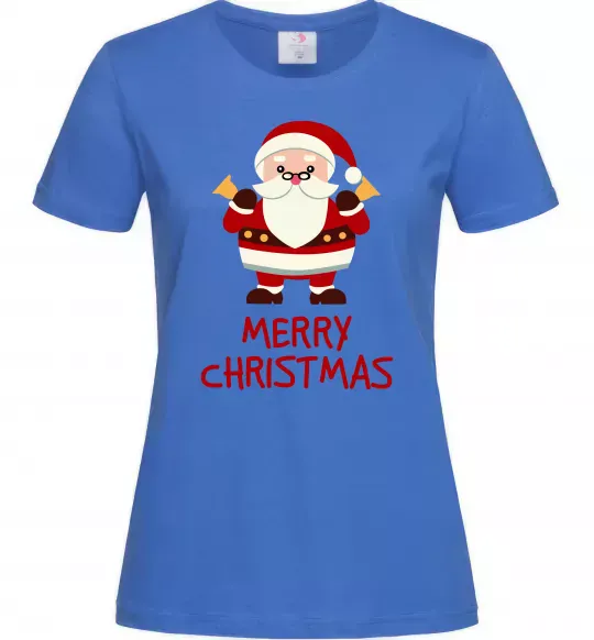 Жіноча футболка Merry Christmas Санта Яскраво-синій фото