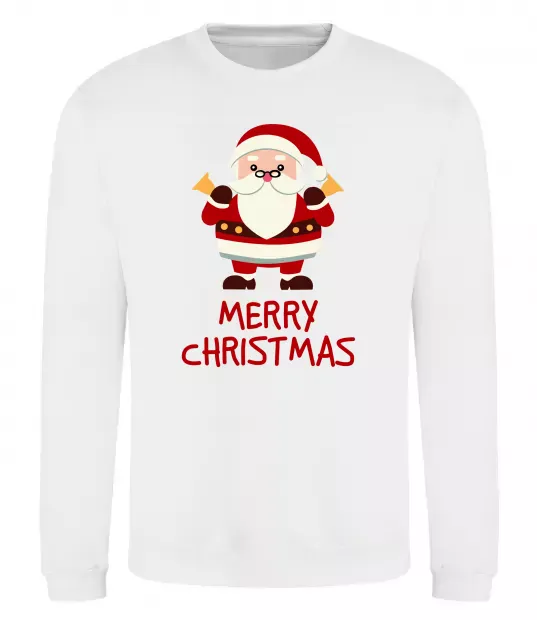 Світшот Merry Christmas Санта Білий фото