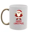 Чашка с цветной ручкой Merry Christmas Санта Золото фото