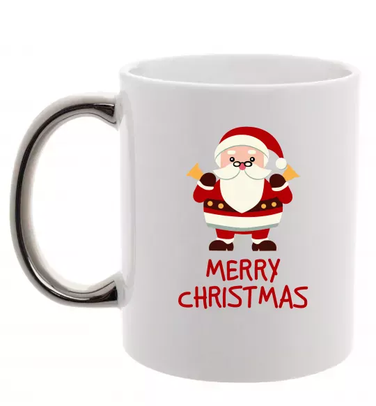 Чашка с цветной ручкой Merry Christmas Санта Серебро фото