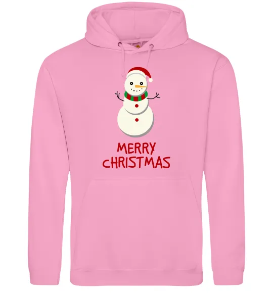 Чоловіча толстовка (худі) Merry Christmas Сніговик Рожевий фото