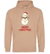 Мужская толстовка (худи) Merry Christmas Сніговик Песочный фото