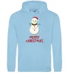 Чоловіча толстовка (худі) Merry Christmas Сніговик Блакитний фото
