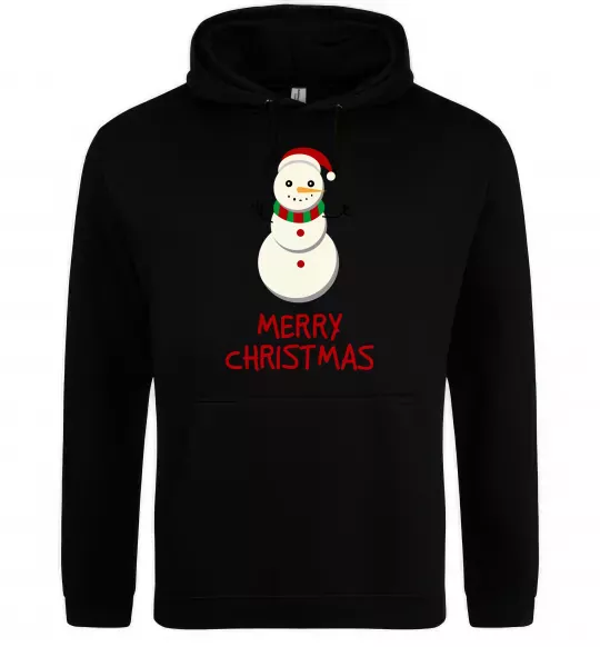 Женская толстовка (худи) Merry Christmas Сніговик Черный фото