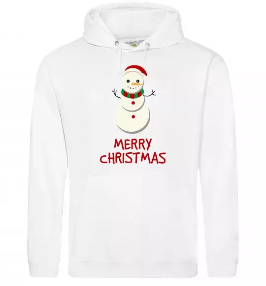 Женская толстовка (худи) Merry Christmas Сніговик Белый фото