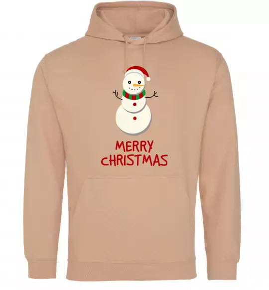 Женская толстовка (худи) Merry Christmas Сніговик Песочный фото