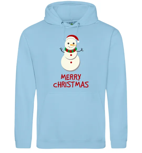Жіноча толстовка (худі) Merry Christmas Сніговик Блакитний фото