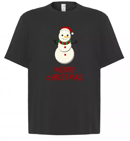 Футболка Оверсайз Merry Christmas Сніговик Чорний фото