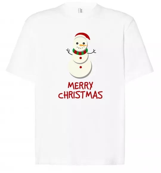 Футболка Оверсайз Merry Christmas Сніговик Білий фото