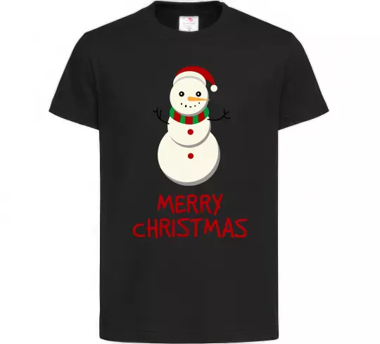 Детская футболка Merry Christmas Сніговик Черный фото