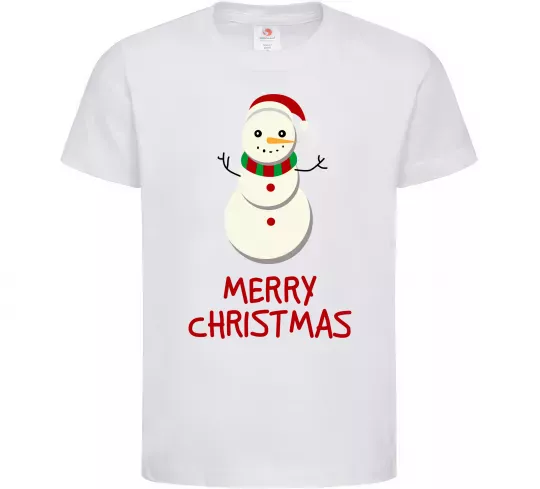 Детская футболка Merry Christmas Сніговик Белый фото