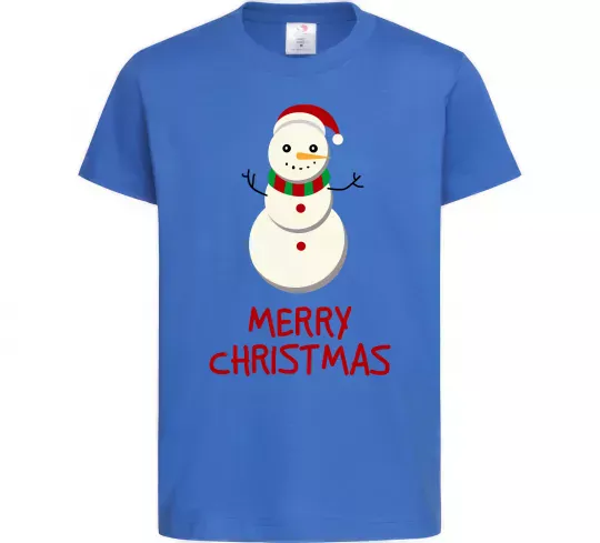 Детская футболка Merry Christmas Сніговик Ярко-синий фото