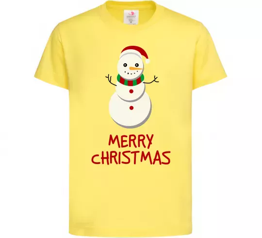 Детская футболка Merry Christmas Сніговик Лимонный фото