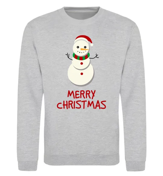 Світшот Merry Christmas Сніговик Сірий меланж фото